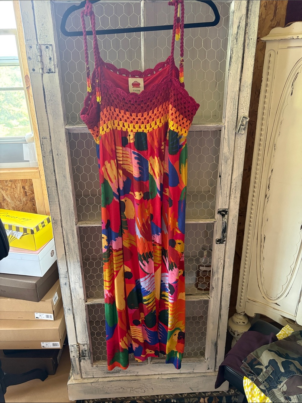 Vibrant Multicolor Crochet-Top Summer Dress